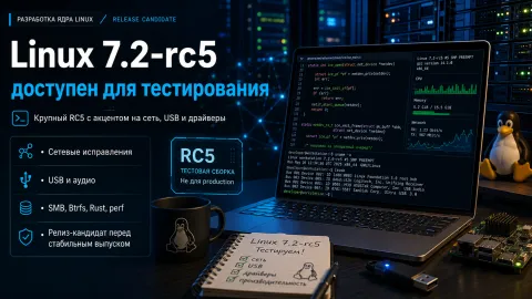 Linux 7.2-rc5 доступен для тестирования — больше трети патча заняла сеть