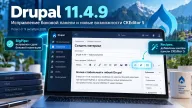 Drupal 11.4.9 — исправление скачка боковой панели и настройка кнопок CKEditor 5